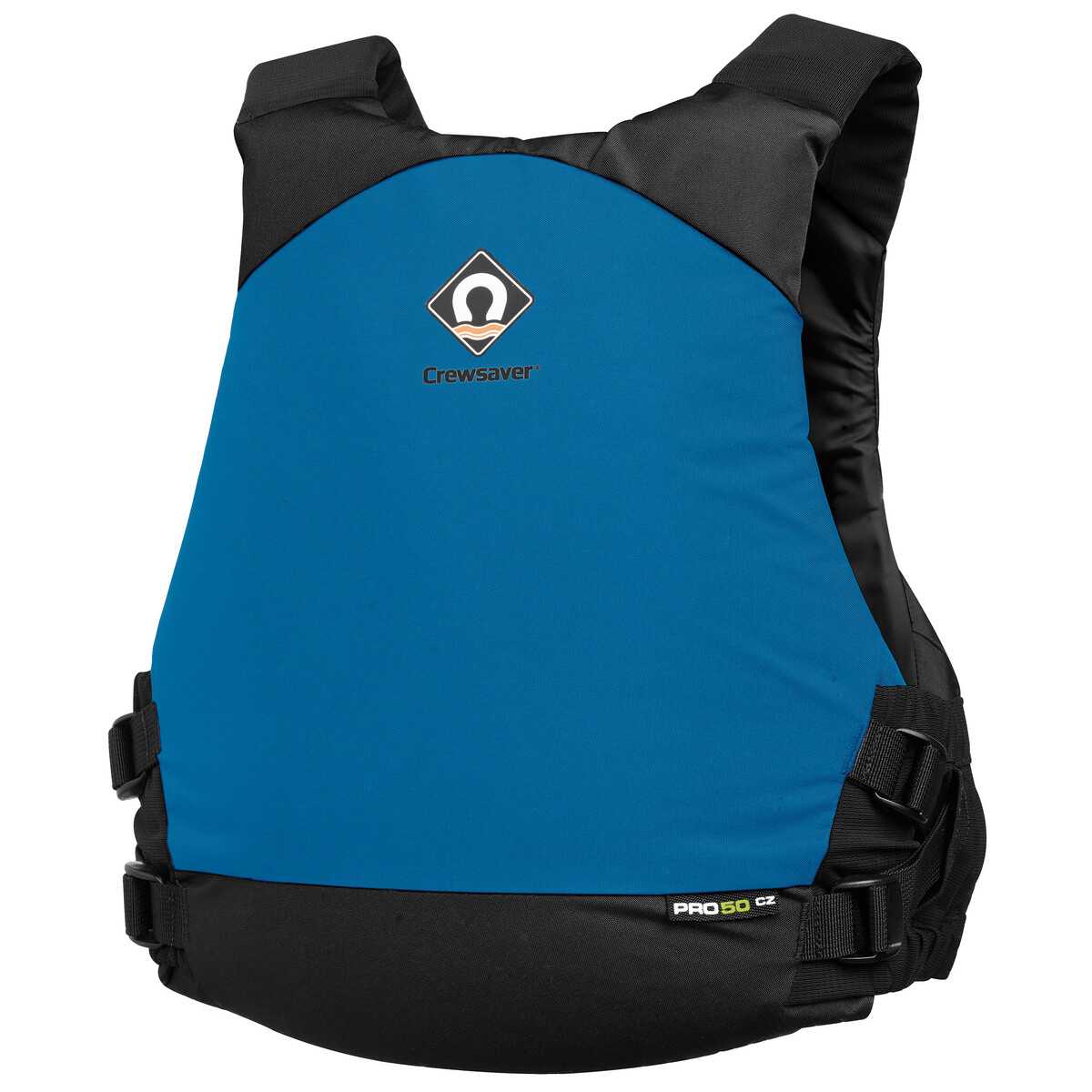 Blau-schwarze Crewsaver Pro 50 Schwimmweste mit verstellbaren Gurten